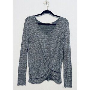 Michael Stars Top Womens One Size Black Space Dye Twist Hem Long Sleeve Boho